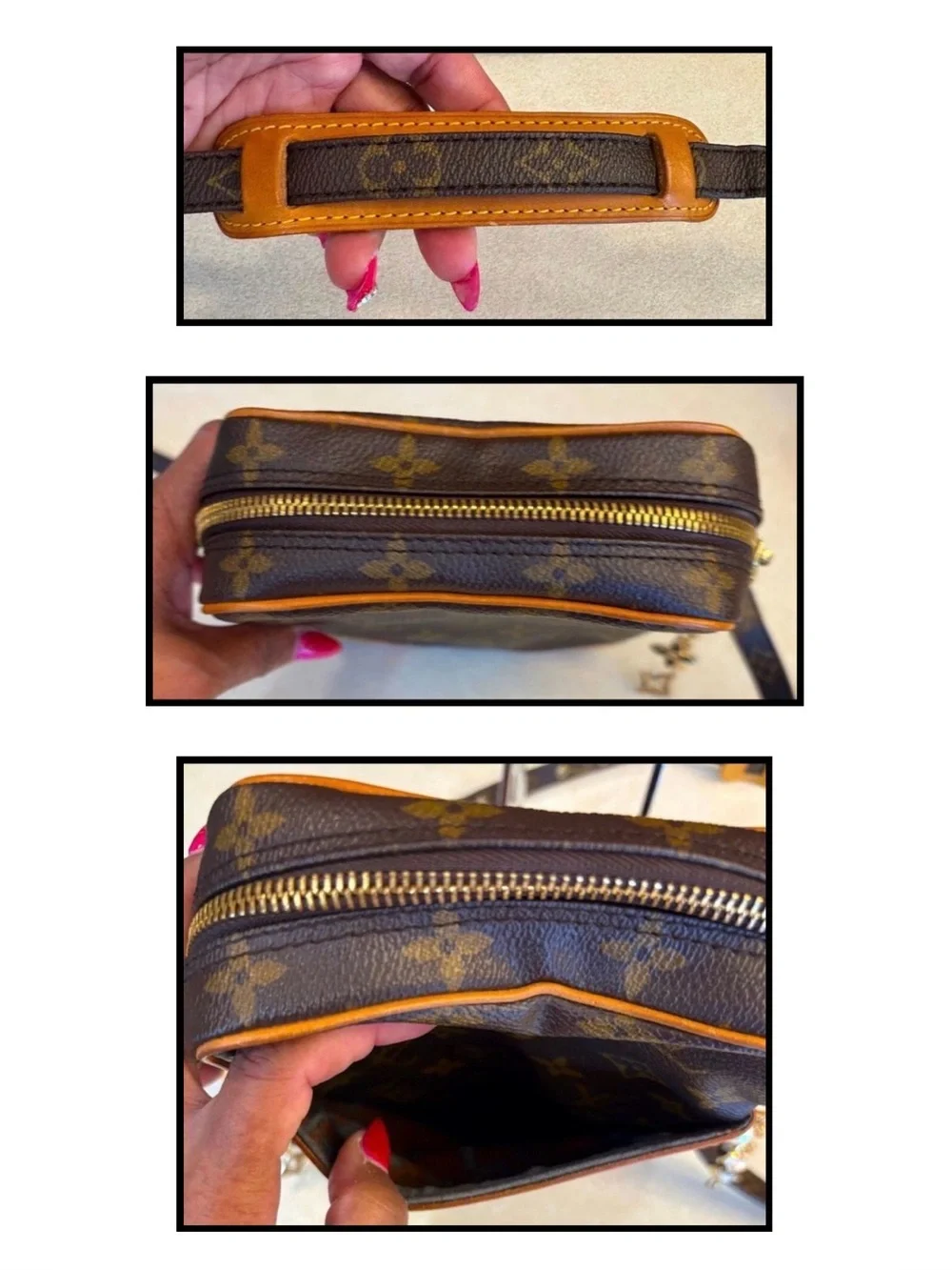 LOUIS VUITTON Danube Crossbody w/Box, Dust Bag, 1 Ribbon, 2 Bag Charms & COA.EUC